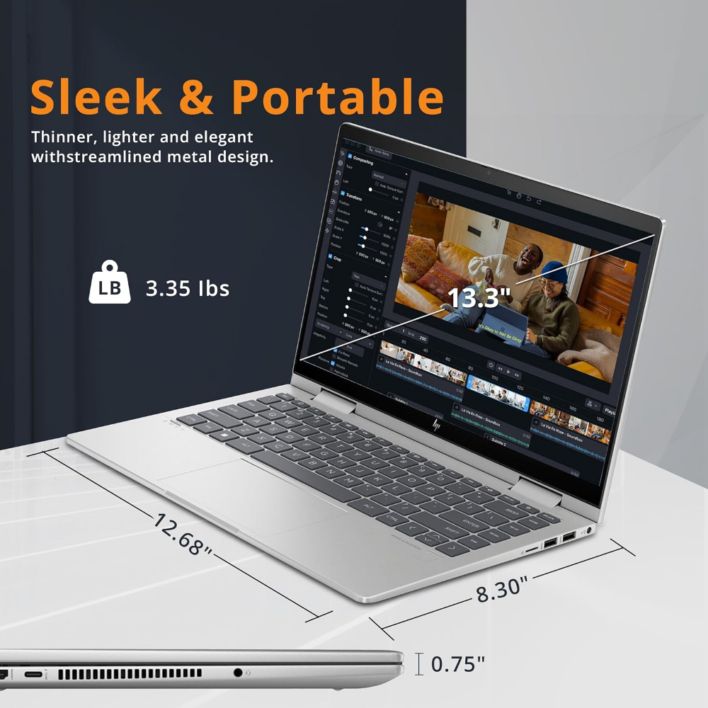 [Factory REfurbished] HP Envy x360 2-in-1 14" FHD Touchscreen Laptop, Intel Core i7-1355U, 16GB RAM, 1TB SSD, Backlit Keyboard, 5MP Camera, Fingerprint Reader, Wi-Fi 6E, Win 11