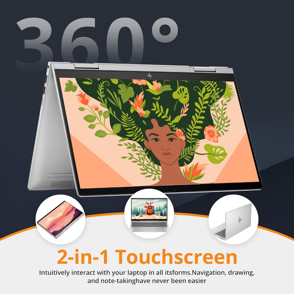 [Factory REfurbished] HP Envy x360 2-in-1 14" FHD Touchscreen Laptop, Intel Core i7-1355U, 16GB RAM, 1TB SSD, Backlit Keyboard, 5MP Camera, Fingerprint Reader, Wi-Fi 6E, Win 11