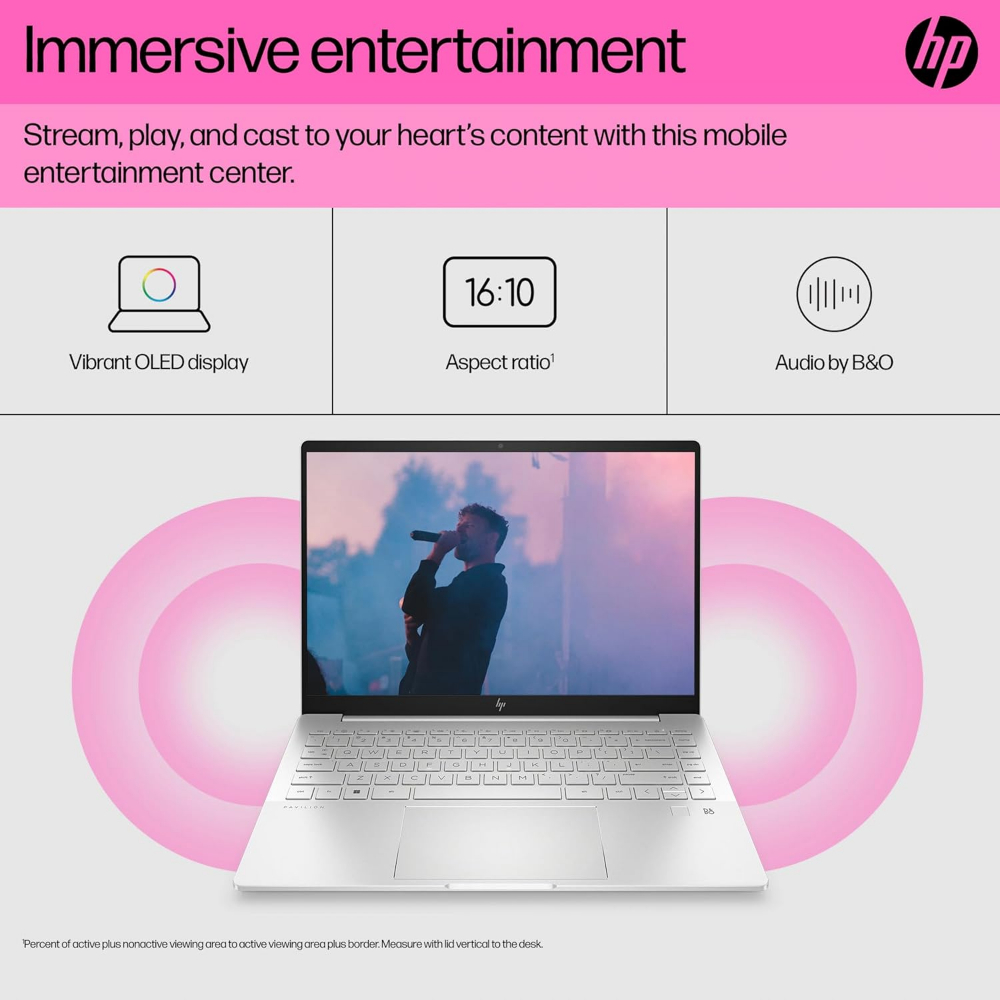 HP  Pavilion  14" 2880 x 1800 90Hz OLED | Intel Core i7-1355U 10-Core 16GB DDR4 | 1TB SSD | Windows 11 Pro | Wi-Fi 6E - Backlit KB - 5MP Camera - Silver