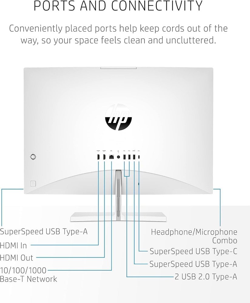 HP Pavilion 27 Business All-in-One Desktop, 27” FHD Screen, Intel Core i7-13700T, NVIDIA GeForce RTX 3050, 16GB RAM, 1TB SSD