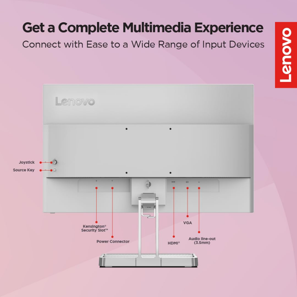 Lenovo L22i-40 21.5" FHD Monitor, Integrated Speakers, Cloud Grey Color,  Connectivity: 1 VGA, 1 HDMI 1.4