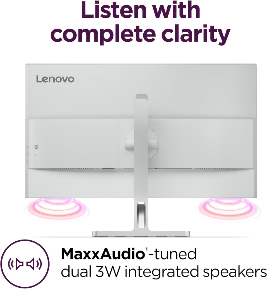 Lenovo L27q-4A 27" QHD Monitor, Integrated Speakers, Tilt/Swivel/Pivot/Height Adjustable Stand, Cloud Grey Color or black