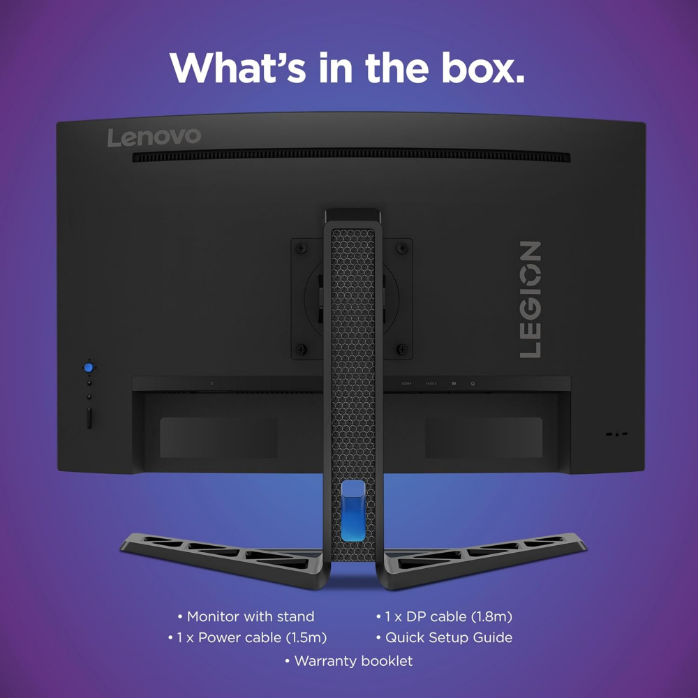 Lenovo Legion R27fc-30 Gaming Lift/Tilt/Pivot/Swivel Stand  Monitor, 27" FHD Curved, Raven Black color