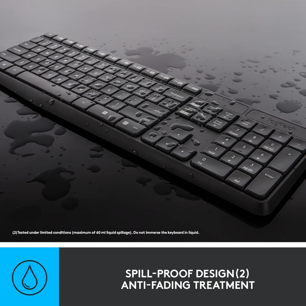 Logitech MK235 Wireless Keyboard and Mouse Combo , Long Battery Life