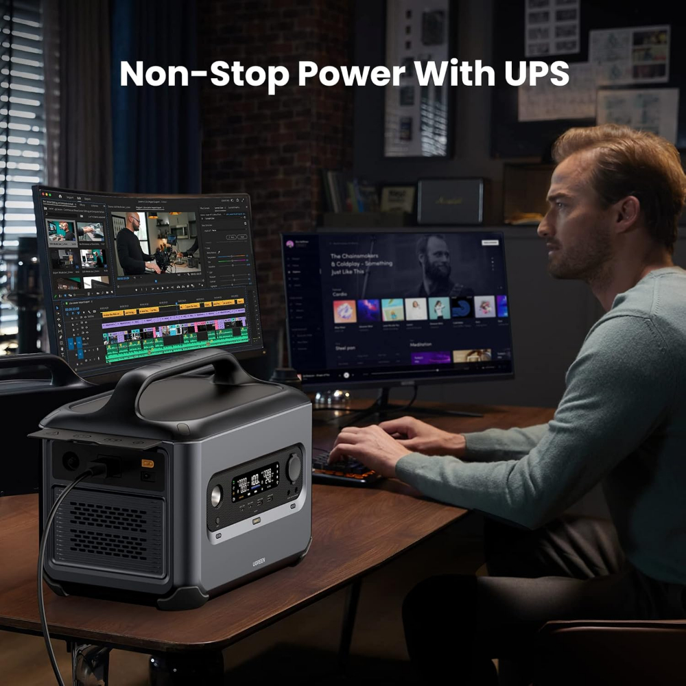 UGREEN Portable Power Station 1024Wh PowerRoam 1200 Solar Generator, LiFePO4 Battery, 1.5H Fast Charging, 1200W AC Outlets(2500W Peak) for Outdoor Camping/Home Backup/RVs (Solar Panel Optional)