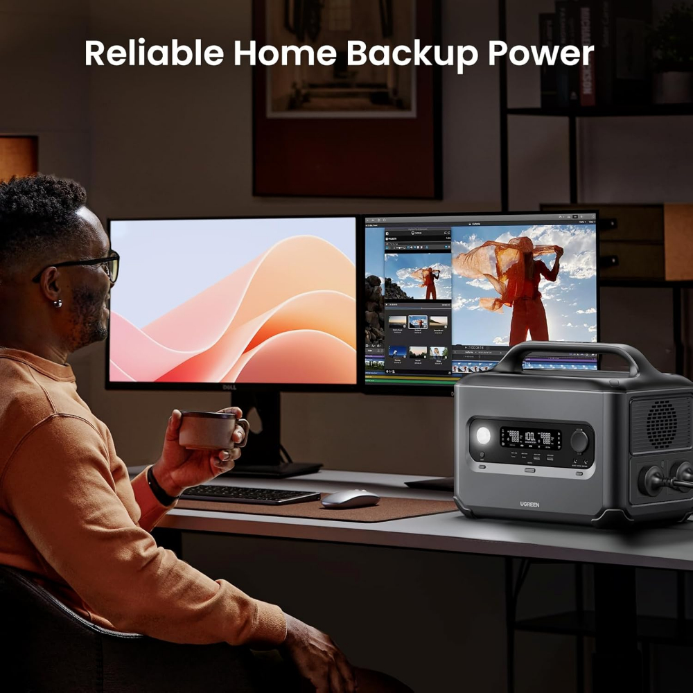 UGREEN Portable Power Station 1024Wh PowerRoam 1200 Solar Generator, LiFePO4 Battery, 1.5H Fast Charging, 1200W AC Outlets(2500W Peak) for Outdoor Camping/Home Backup/RVs (Solar Panel Optional)