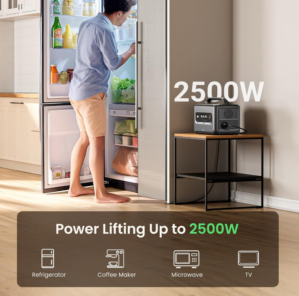 UGREEN Portable Power Station 1024Wh PowerRoam 1200 Solar Generator, LiFePO4 Battery, 1.5H Fast Charging, 1200W AC Outlets(2500W Peak) for Outdoor Camping/Home Backup/RVs (Solar Panel Optional)