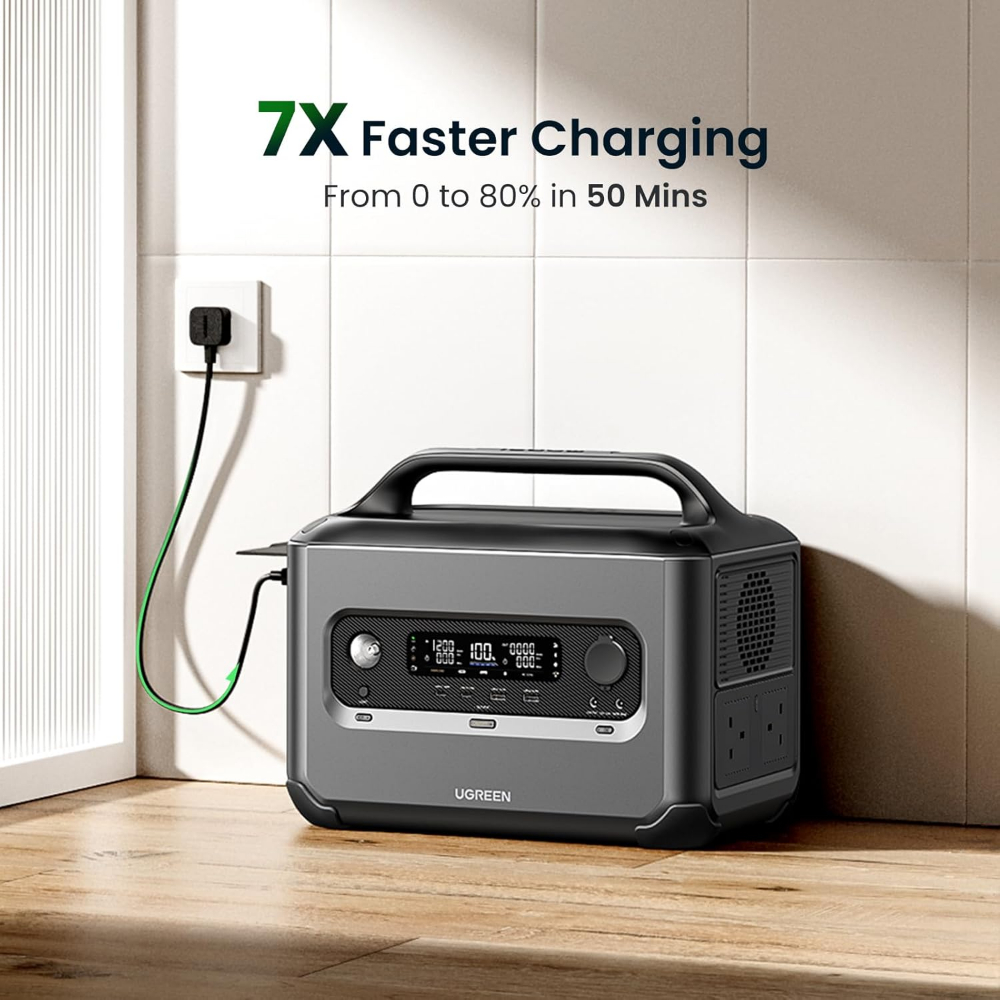 UGREEN Portable Power Station 1024Wh PowerRoam 1200 Solar Generator, LiFePO4 Battery, 1.5H Fast Charging, 1200W AC Outlets(2500W Peak) for Outdoor Camping/Home Backup/RVs (Solar Panel Optional)