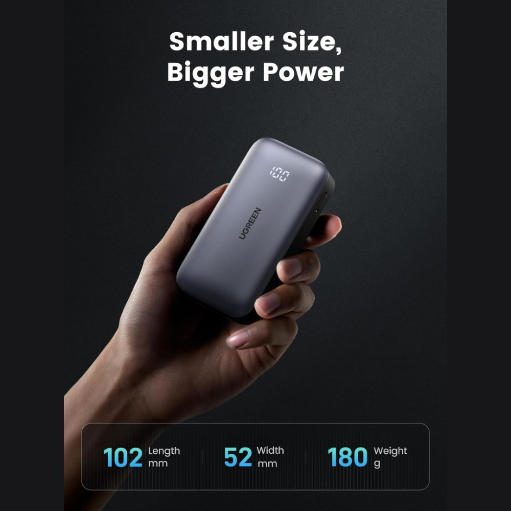 UGREEN 30W Power Bank Mini 10,000mAh Battery Pack 2-Port PD3.0 USB C+A Fast Charging Digital Display