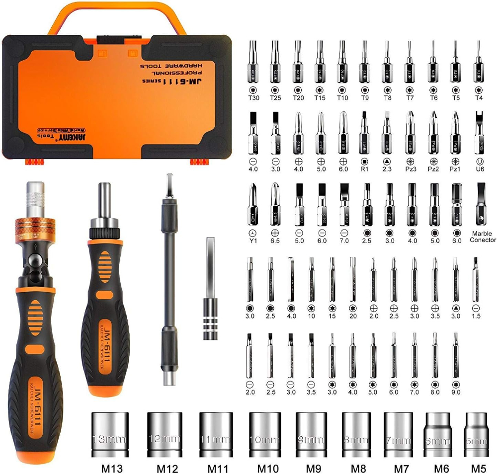 Jakemy Precision Ratchet Screwdriver Set, 69 in 1 Household Screwdriver Home Repair Tool Kit, Disassemble Magnetic Rotatable Ratchet Screwdriver Kit for Furniture/Car/Computer/Electronics Maintenance