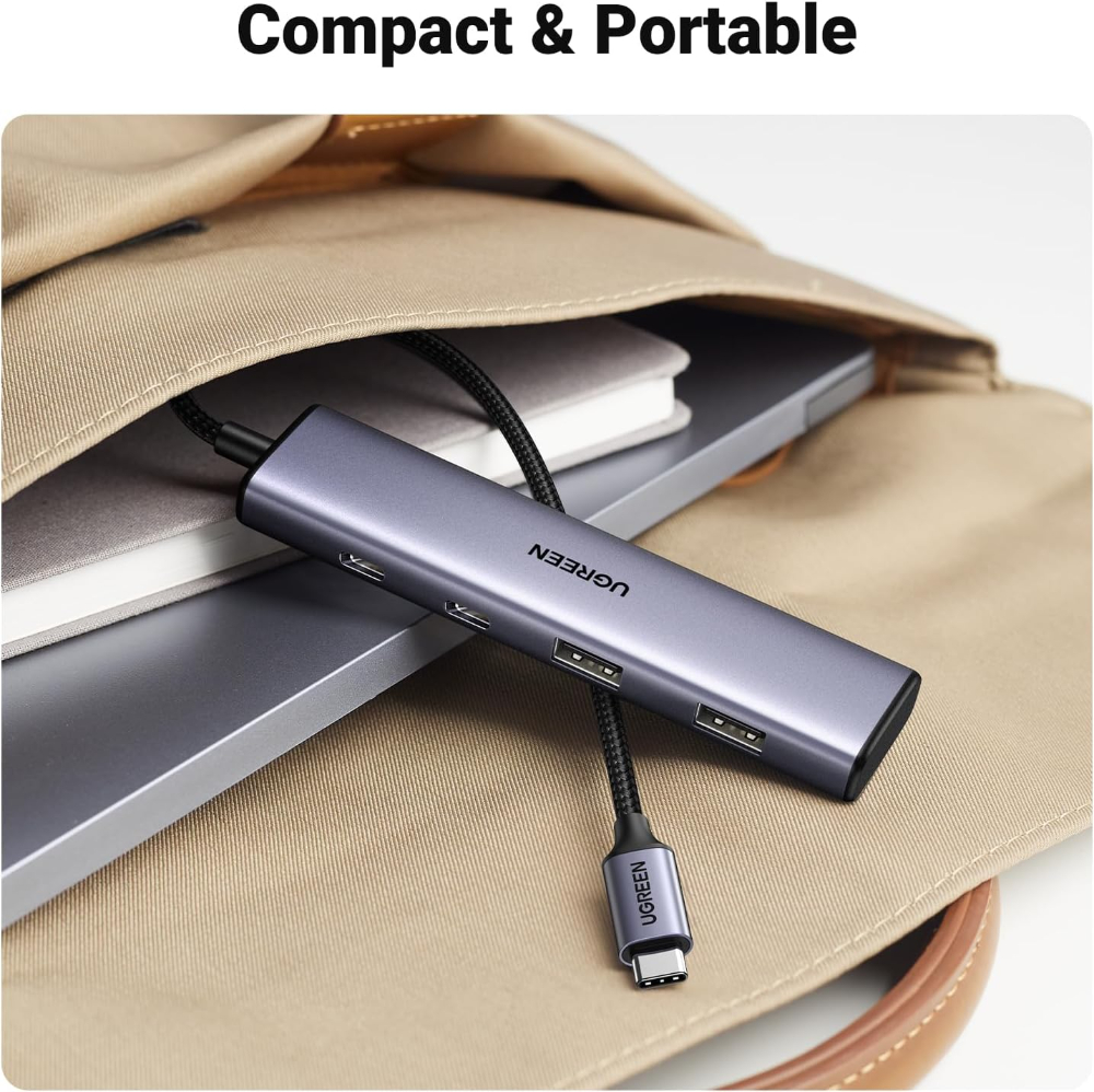 UGREEN USB C Hub, 4 Port USB C Splitter 5Gbps with 2 USB C and 2 USB A Data Port, Aluminium Type C to Multiple USB Adapter