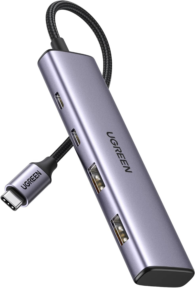 UGREEN USB C Hub, 4 Port USB C Splitter 5Gbps with 2 USB C and 2 USB A Data Port, Aluminium Type C to Multiple USB Adapter