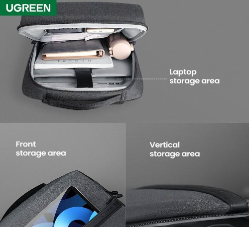 UGREEN 15.6" Laptop Backpack – Ergonomic Shockproof & Waterproof Travel Bag (Dark Grey)
