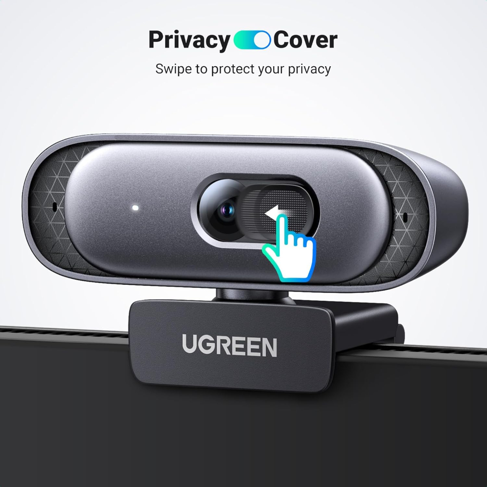 UGREEN 2K Webcam for PC, Full HD 1080p/60fps Web Cam, Auto Focus & Light Correction, Dual Mic for Clear Stereo Audio