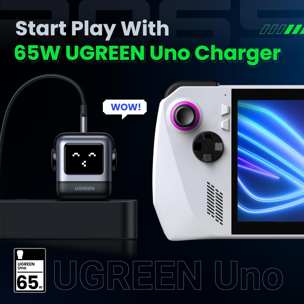 UGREEN Uno Charger 65W USB C Charger Nexode 3-Port GaN Fast Charger Plug Type C Power Adapter Compatible with MacBook Pro, iPhone ,Galaxy