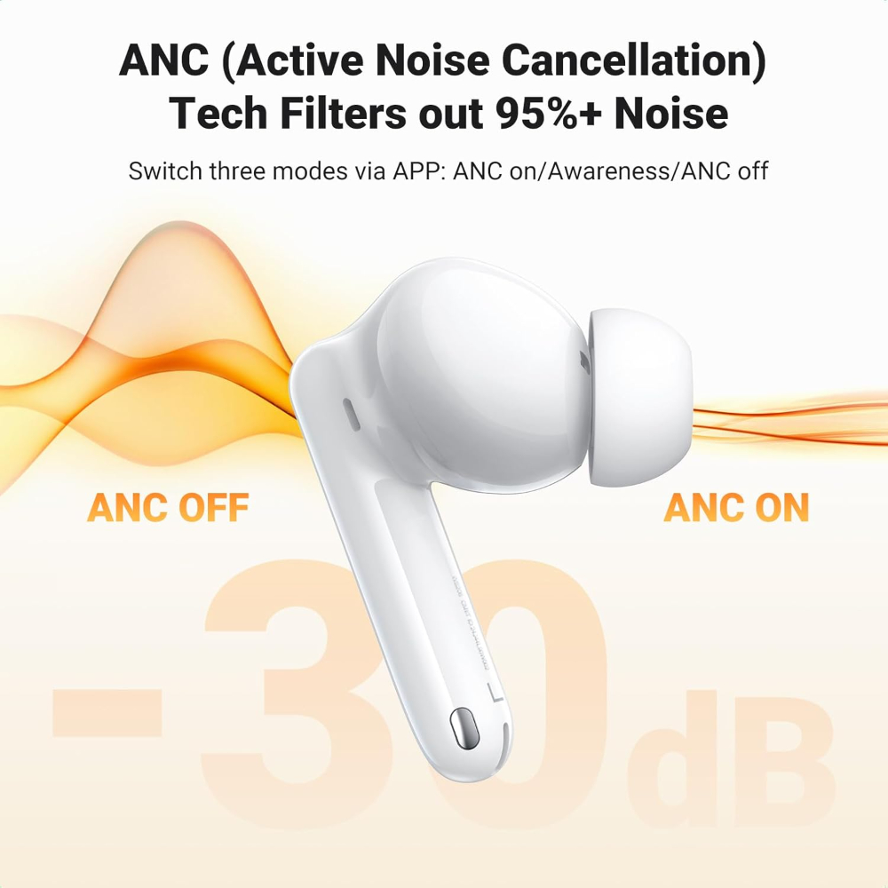 UGREEN HiTune T3 Active Noise Cancelling Wireless Earbuds Bluetooth 5.2, AI-Enhanced Clear Calls
