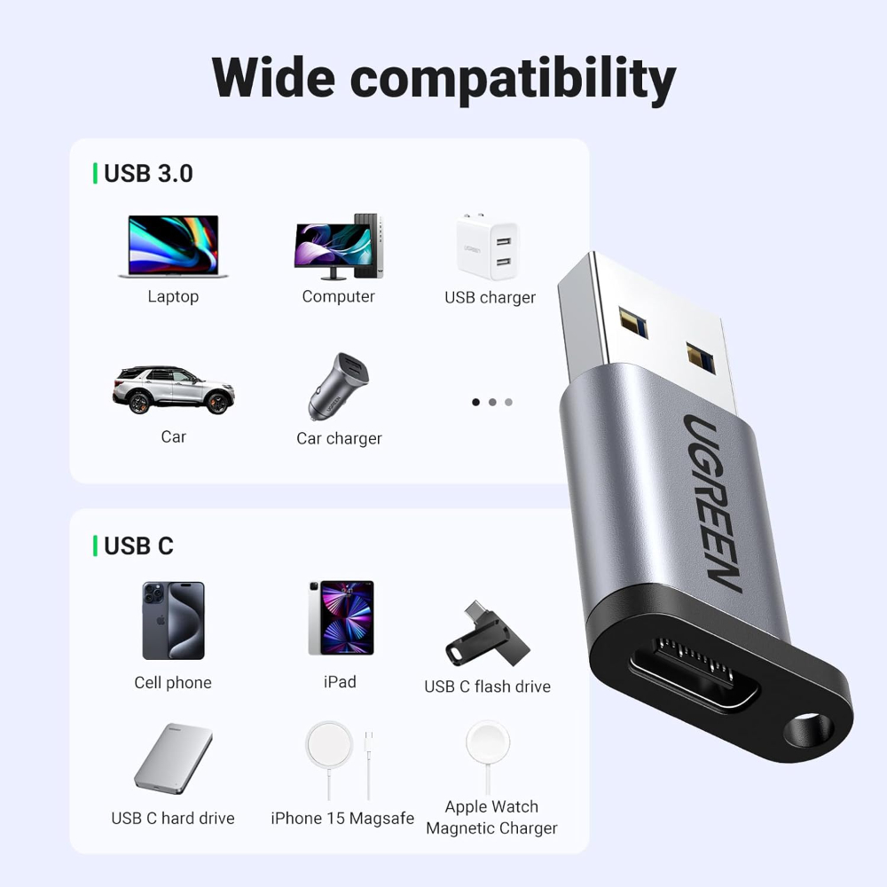 UGREEN 10Gbps USB C Female to USB Male Adapter Type C to USB A Charger Cable Converter