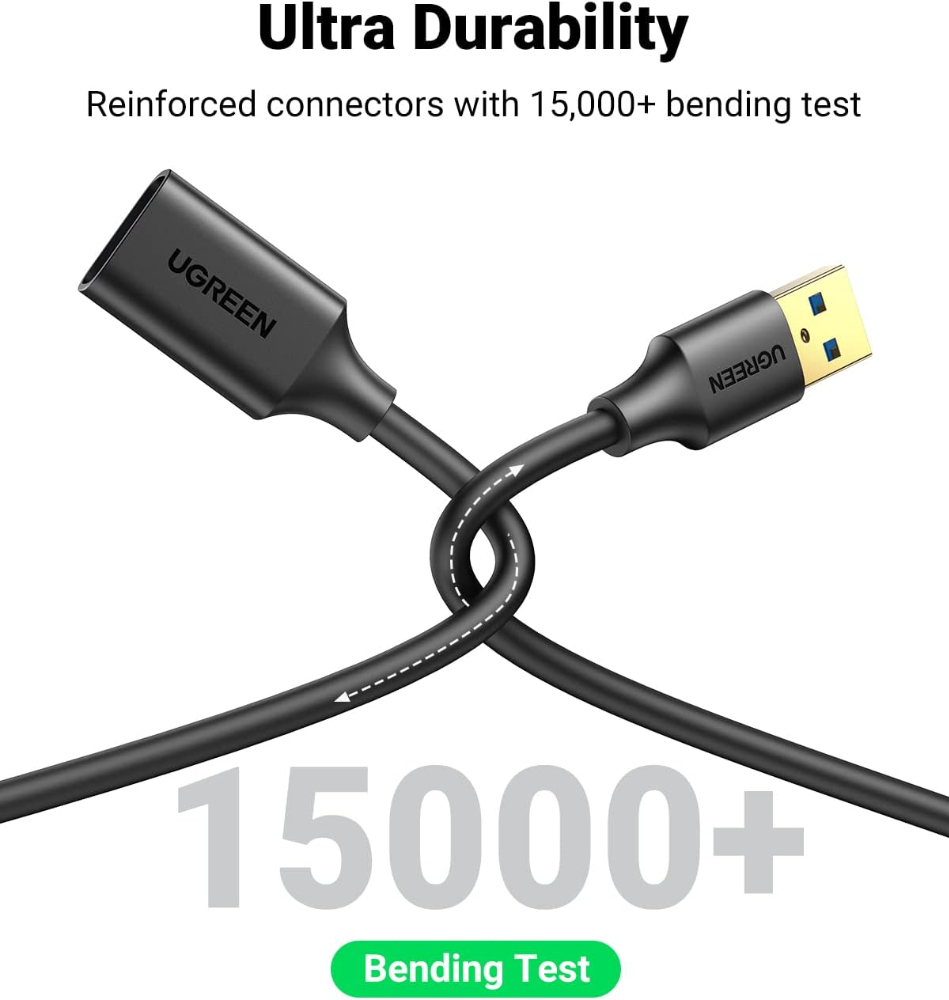 UGREEN USB Extender, USB 3.0 Extension Cable Male to Female USB Cable High-Speed Data Transfer  5M