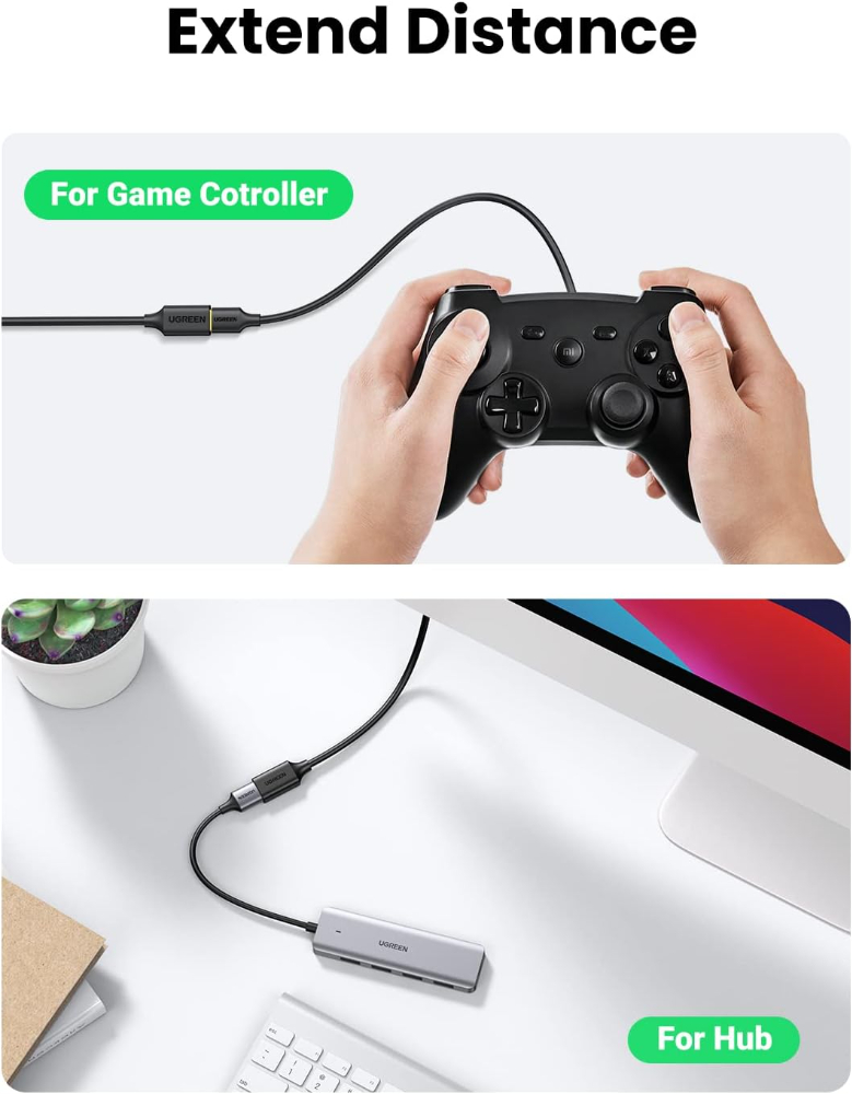 UGREEN USB Extender, USB 3.0 Extension Cable Male to Female USB Cable High-Speed Data Transfer  5M