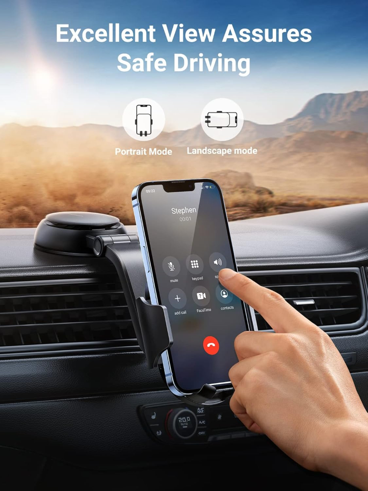UGREEN Car Phone Holder for Dashboard Adjustable Car Mobile Mount Cradle