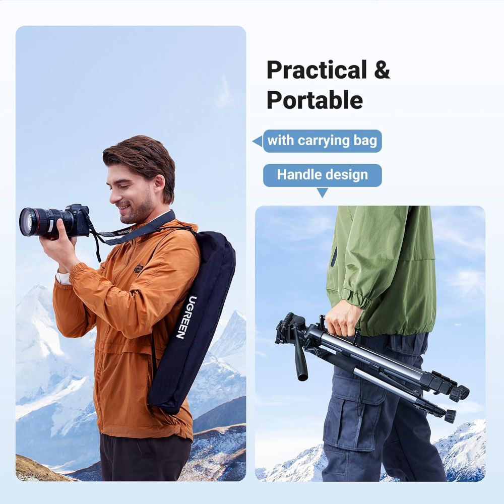 UGREEN Camera Tripod Stand 69''/175cm Heavy Duty Stand Adjustable Professional Tripod Holder