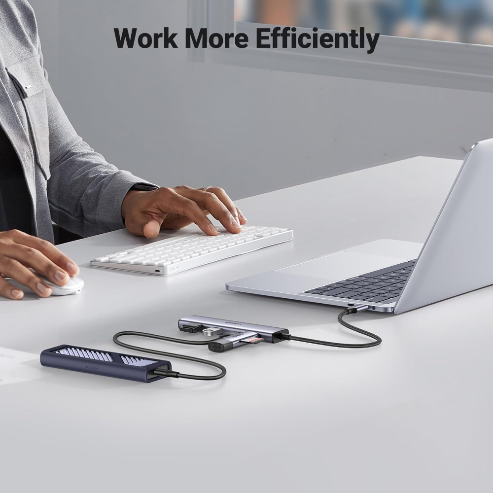 UGREEN USB C Hub, 4 Port USB C Splitter 5Gbps with 2 USB C and 2 USB A Data Port, Aluminium Type C to Multiple USB Adapter