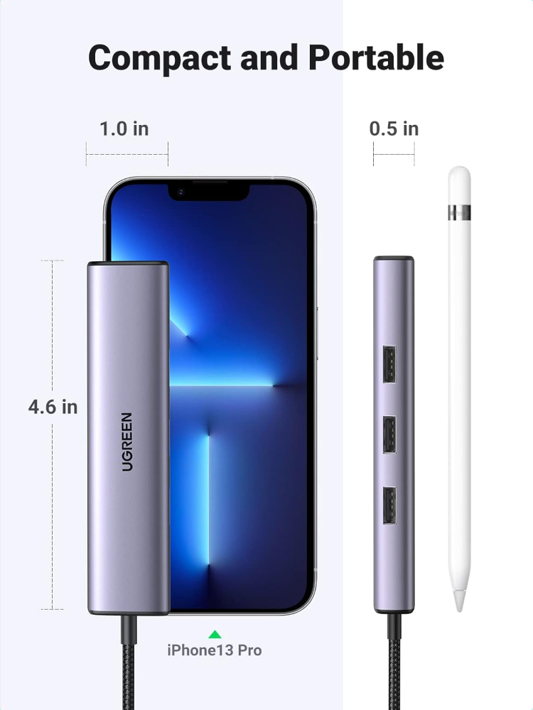 UGREEN USB C to Ethernet Adapter, 4 in 1 USB C Hub Ethernet with 3 USB 3.0 Ports/Gigabit Rj45