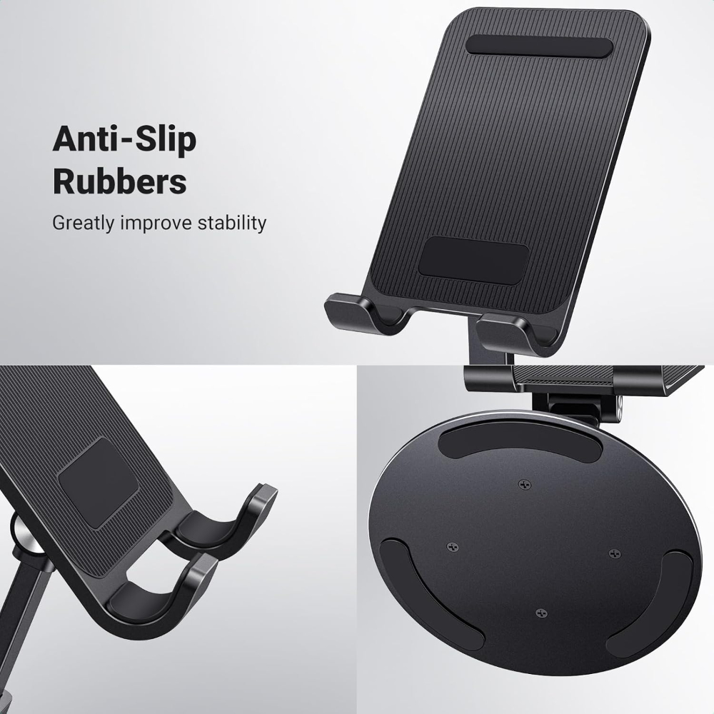 UGREEN Phone Stand iPhone Desk Holder Swivel 360° Rotating Base Adjustable Height Foldable Mobile Travel Mount