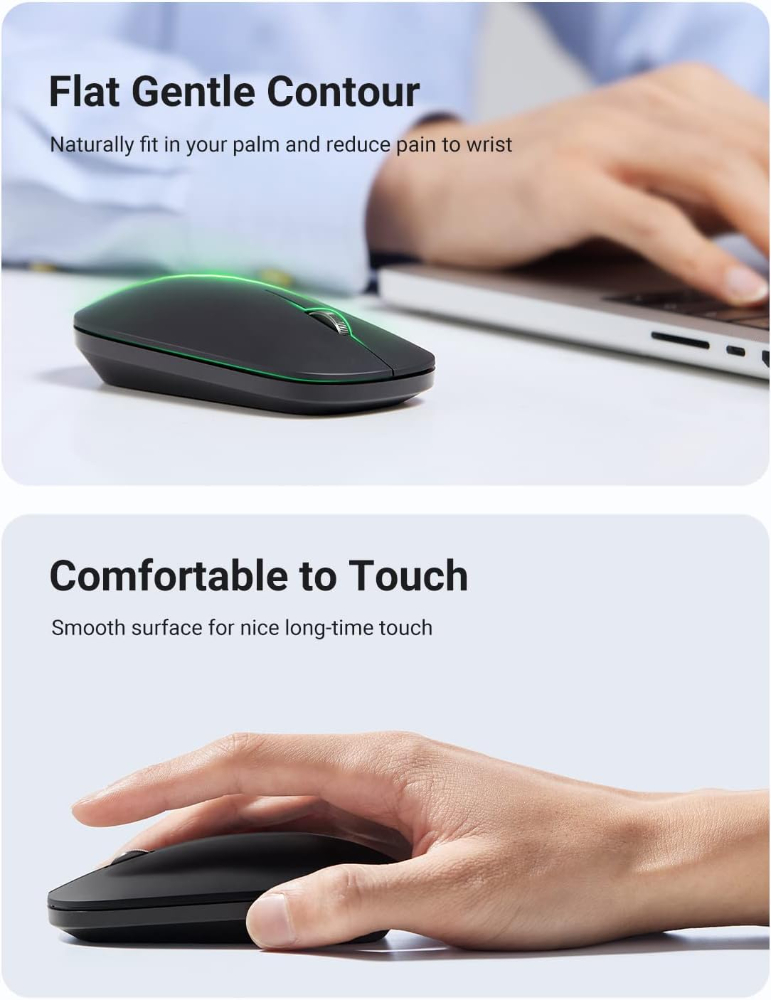 UGREEN Wireless Bluetooth Mouse USB 2.4G Silent Mice Cordless Slim, 4000 DPI Tracking 18-Month Battery Life
