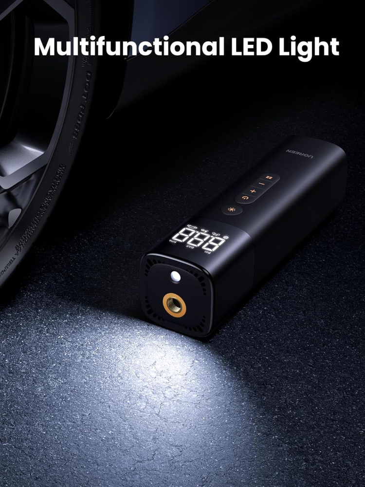 UGREEN Tyre Inflator Digital Car Tyre Pump 150 PSI 12V Tire Inflator with Inflation Tire Pressure Detection LED Light Portable Air Pump for Car Tires and Other Inflatables