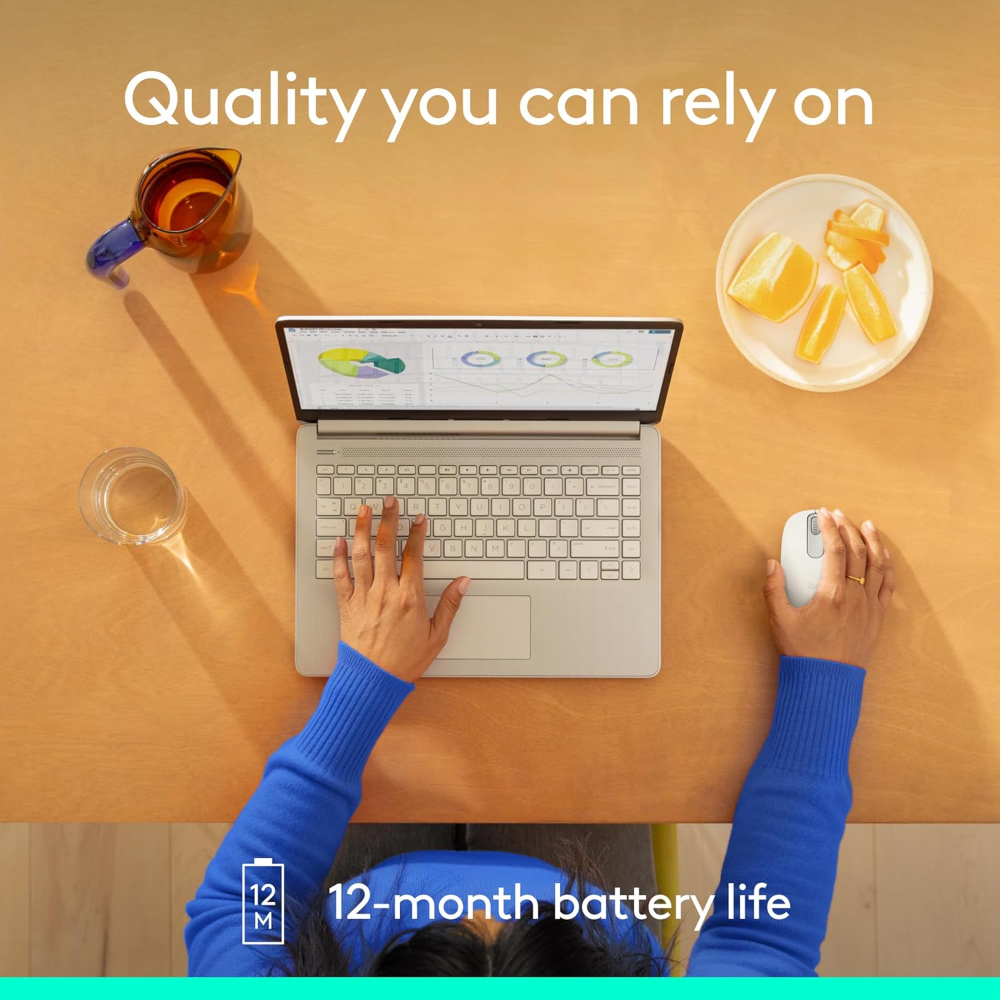 Logitech M196 Bluetooth Wireless Mouse, Compact and Portable Mouse for Laptops, Tablets and More, 12-Month Battery, Smooth Tracking, Compatible with PC and Mac, Windows and macOS - Off White