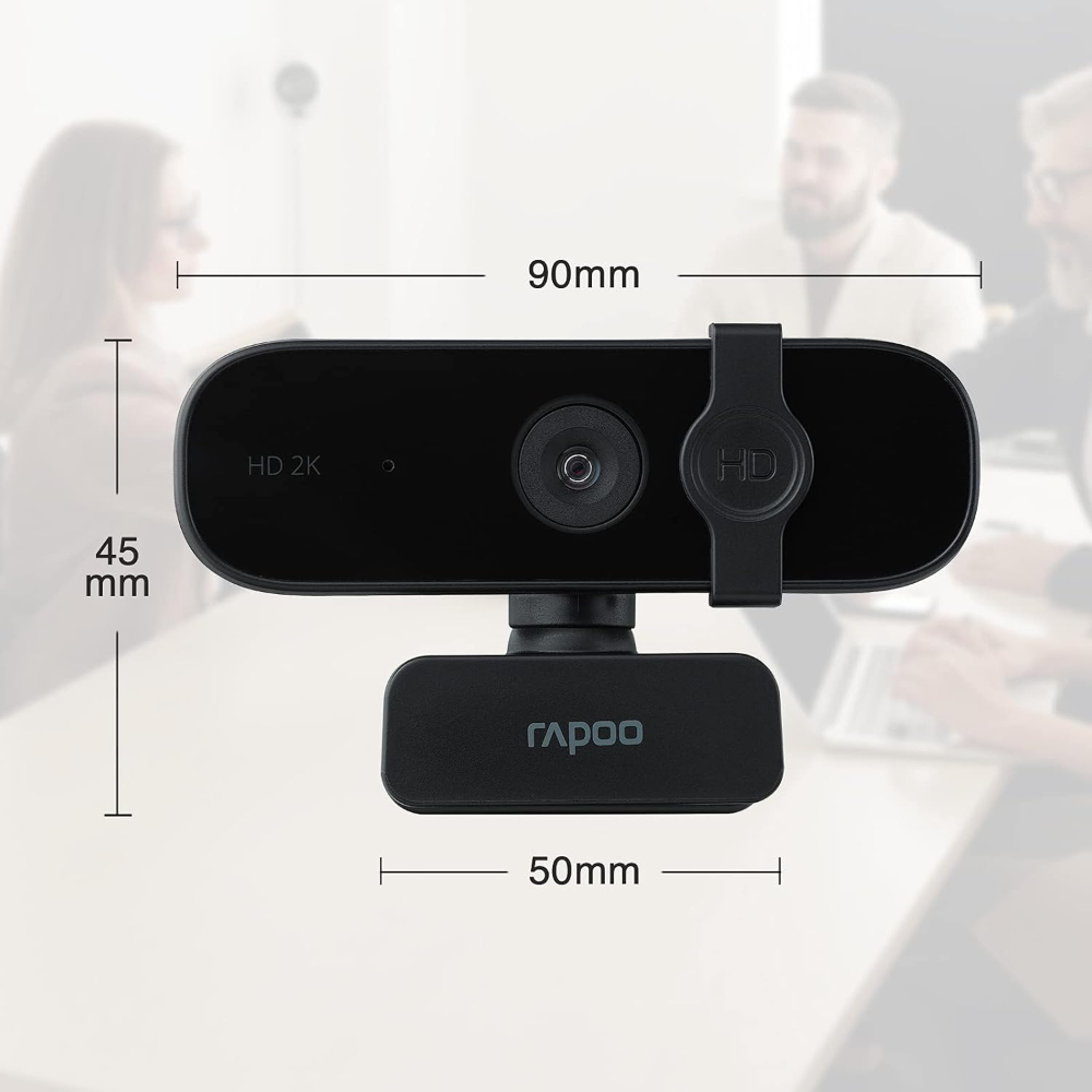 RAPOO C280 Web Camera With 2K Sharp & Clear Images, Privacy Cover, Built In Omni Directional Microphone, Wide Angle Lens, Flexible Rotation & USB Plug & Play For Zoom/Skype/Google Hangouts/Face Time/Laptop & PC
