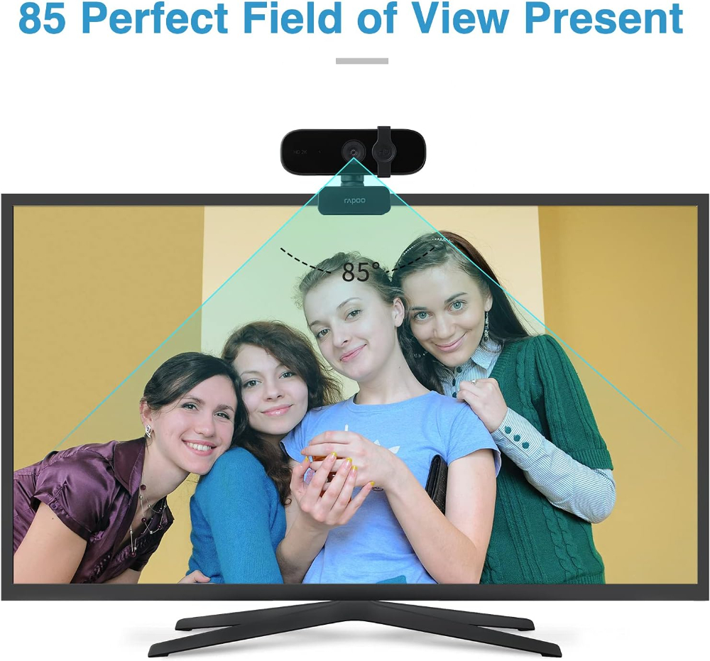 RAPOO C280 Web Camera With 2K Sharp & Clear Images, Privacy Cover, Built In Omni Directional Microphone, Wide Angle Lens, Flexible Rotation & USB Plug & Play For Zoom/Skype/Google Hangouts/Face Time/Laptop & PC