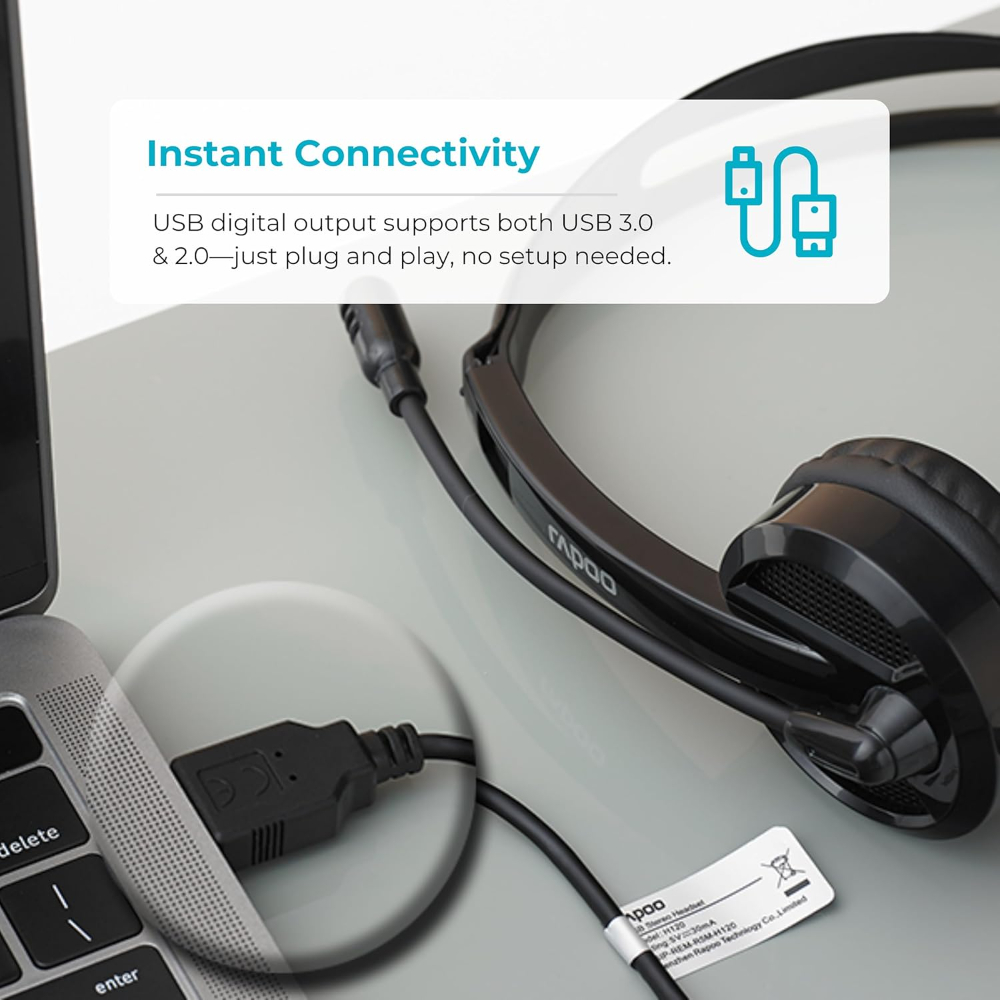 RAPOO H120 USB STEREO HEADSET WIRED