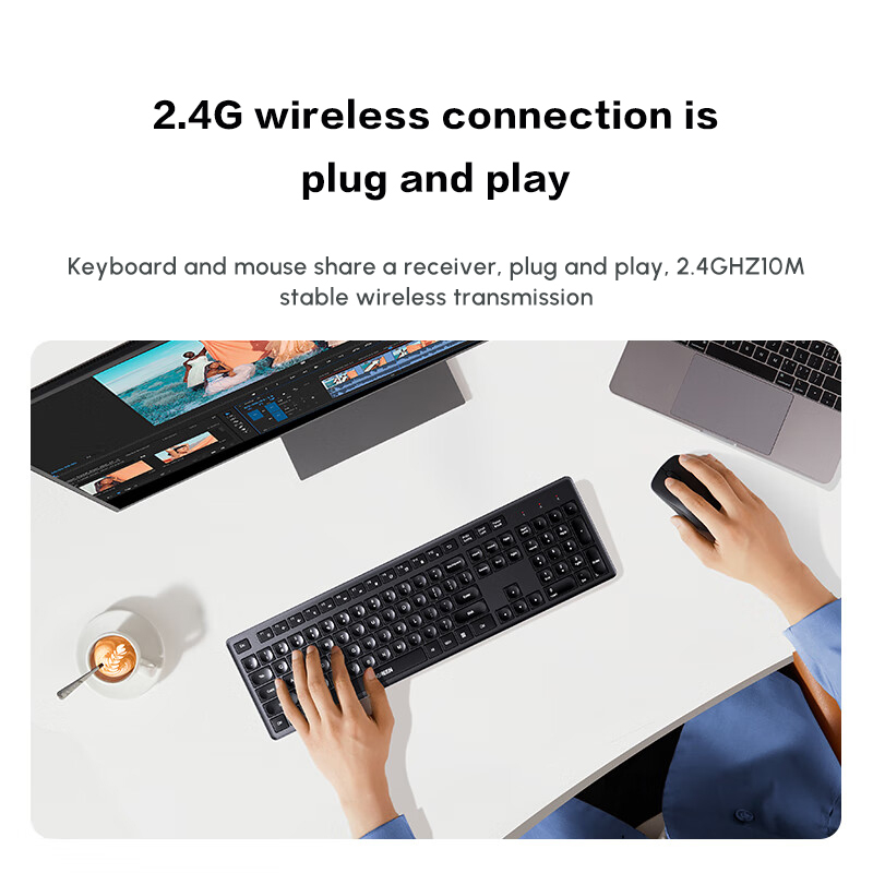 UGREEN Wireless Keyboard and Mouse Combo,2.4GHz Ergonomic Keyboard Mouse, Compact Silent Cordless Full Size Computer Keyboard