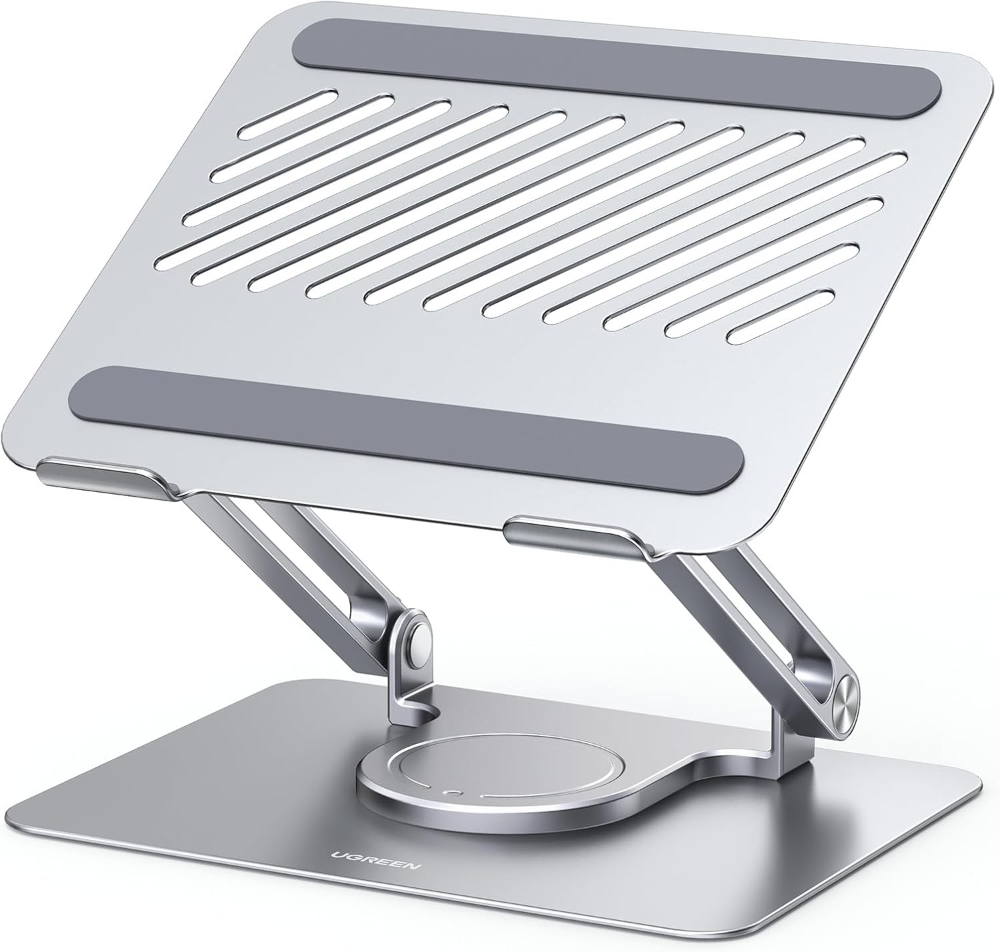 UGREEN  Dual-Axis Rotating Adjustable & Foldable Laptop Stand – 360° Swivel Ergonomic Aluminum Riser for MacBook & Laptops up to 16 inch