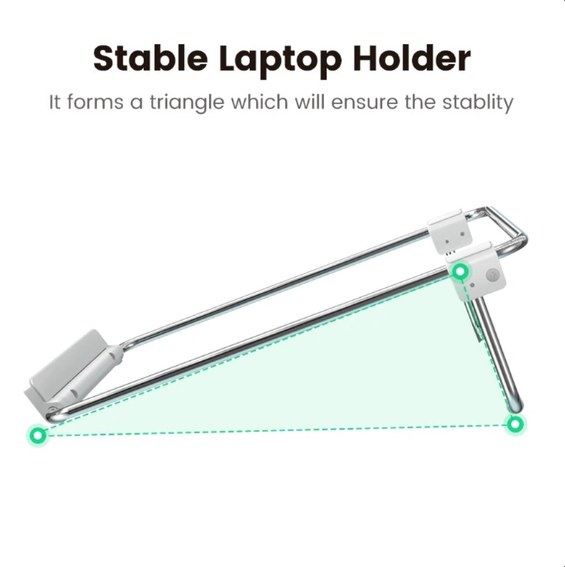 UGREEN Desktop Laptop Stand (Silver) – Ergonomic Aluminum Riser, Ventilated Cooling Holder for MacBook & Laptops up to 16 inch