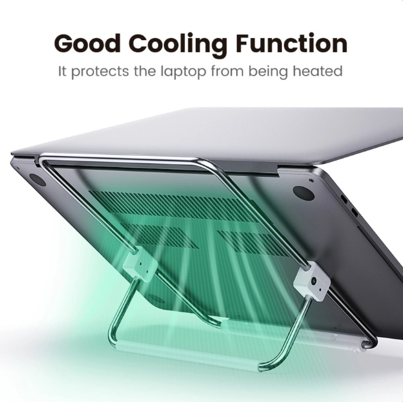 UGREEN Desktop Laptop Stand (Silver) – Ergonomic Aluminum Riser, Ventilated Cooling Holder for MacBook & Laptops up to 16 inch