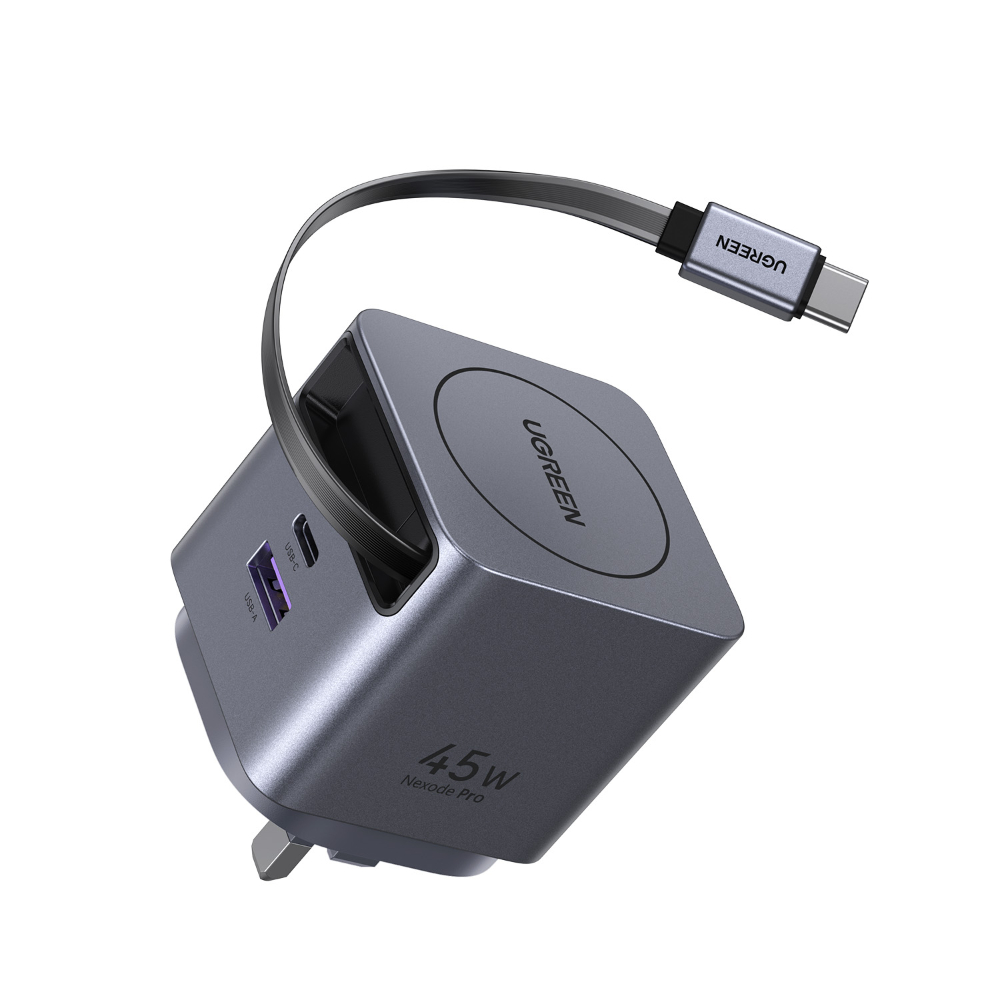 UGREEN 45W GaN Fast Charger (UK Plug) – 3-Port 2 USB-C + 1 USB-A PD Power Adapter for MacBook, iPhone, Samsung, iPad & Laptops