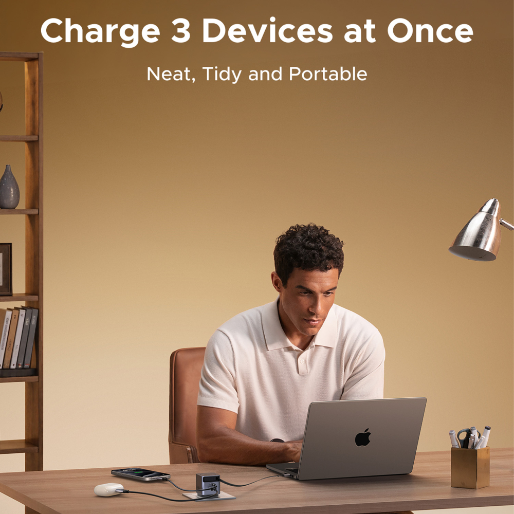 UGREEN 45W GaN Fast Charger (UK Plug) – 3-Port 2 USB-C + 1 USB-A PD Power Adapter for MacBook, iPhone, Samsung, iPad & Laptops