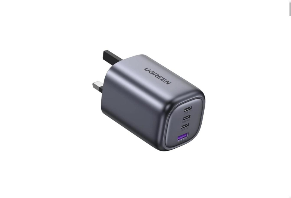 UGREEN  Nexode S 100W 4-Port GaN Fast Charger (UK Plug) – 3 USB-C + 1 USB-A Power Adapter for MacBook Pro, Laptops, iPhone, Samsung & iPad