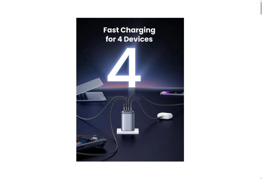 UGREEN  Nexode S 100W 4-Port GaN Fast Charger (UK Plug) – 3 USB-C + 1 USB-A Power Adapter for MacBook Pro, Laptops, iPhone, Samsung & iPad