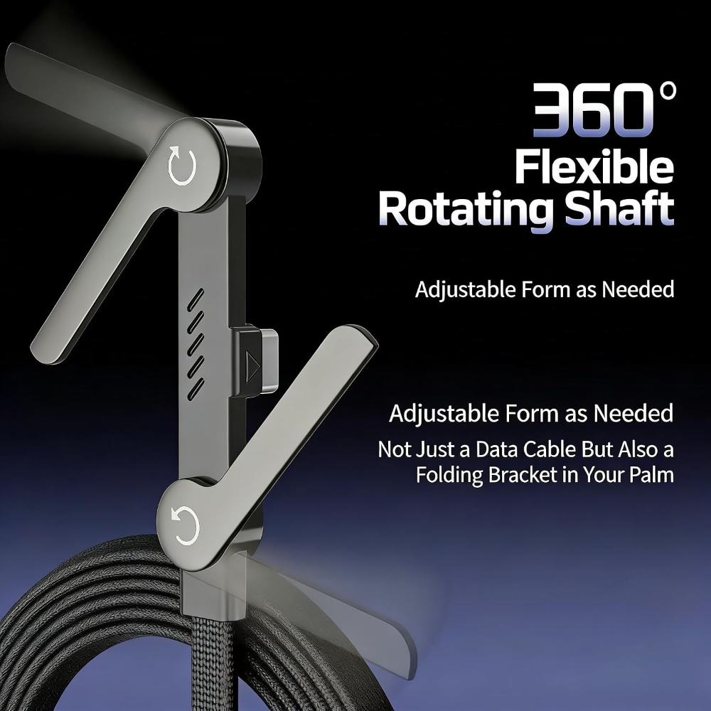 2-in-1 invisible charging cable+folding stand, 240W super fast charging Type-C cable
