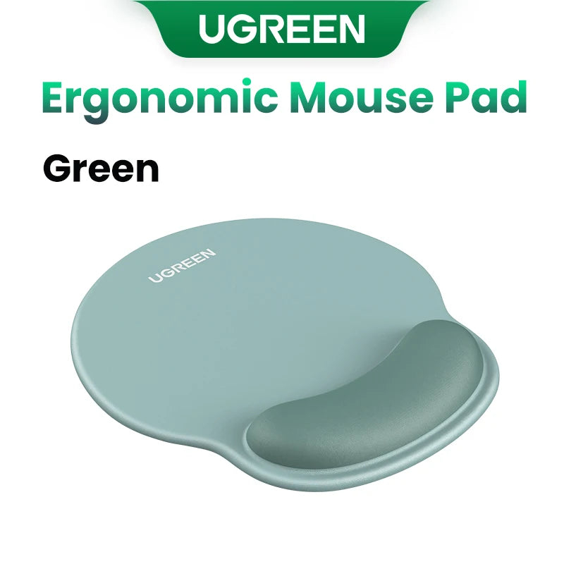 UGREEN Ergonomic Wrist Rest Mouse Pad (Green), Memory Foam Support for Comfortable All-Day Use | Compatible with Optical & Gaming Mice, for Office & Home Desk Setups
