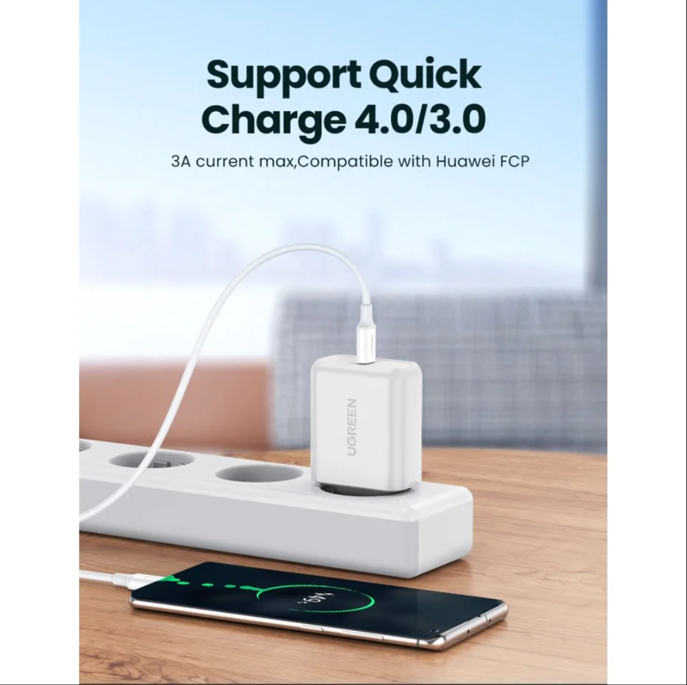 UGREEN  USB-C  To TYPE-C, Male To Male Data Cable 5A (1M) - White