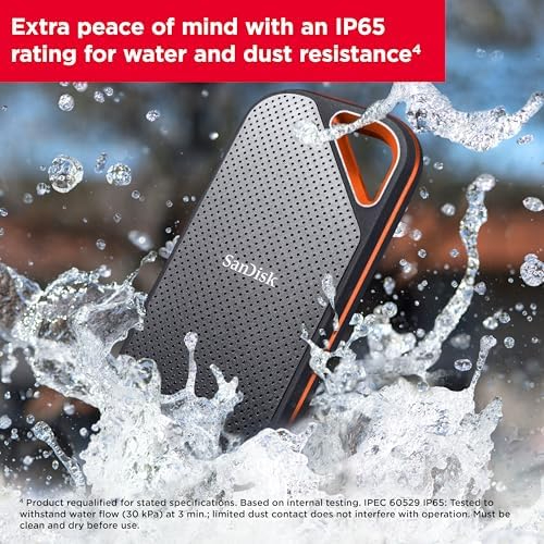 SanDisk 2TB Extreme PRO Portable SSD E81 – Up to 2000MB/s Read & Write, USB 3.2 Gen 2, IP65 Water & Dust Resistant, 3-Meter Drop Protection, Rugged External Solid State Drive