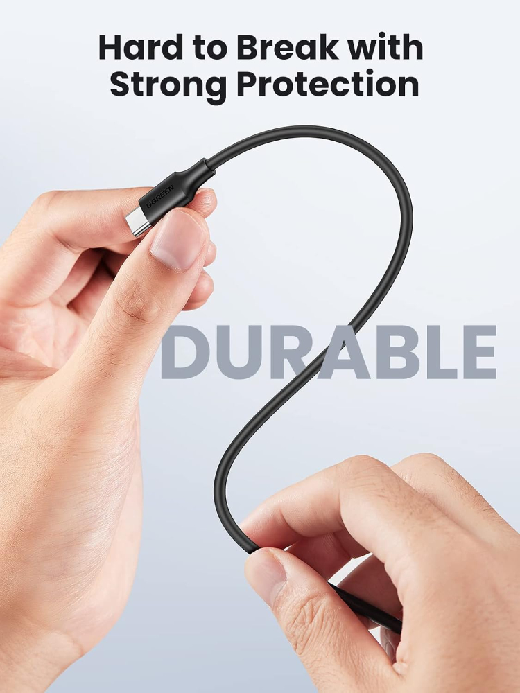 UGREEN Type C Cable 2M, 60W USB C to USB C Fast Charging Cable PVC Black
