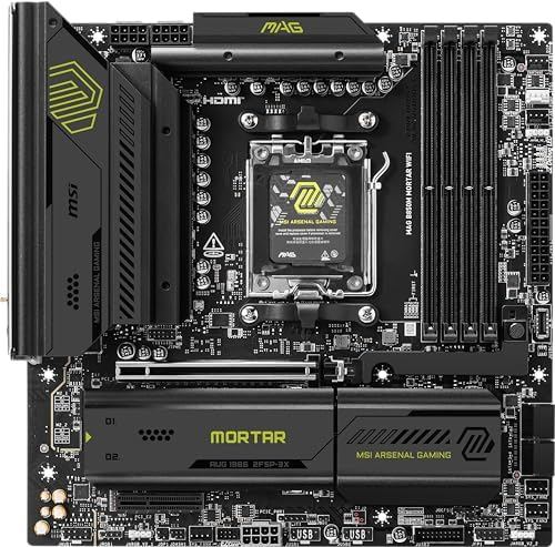 MSI MAG B850M MORTAR Motherboard – AMD B850 Micro-ATX AM5, DDR5 up to 256GB 8200MHz OC, PCIe 5.0, Dual PCIe 5.0 M.2, WiFi 7, 5G LAN, for Ryzen 7000 8000 9000