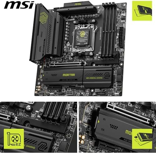 MSI MAG B850M MORTAR Motherboard – AMD B850 Micro-ATX AM5, DDR5 up to 256GB 8200MHz OC, PCIe 5.0, Dual PCIe 5.0 M.2, WiFi 7, 5G LAN, for Ryzen 7000 8000 9000