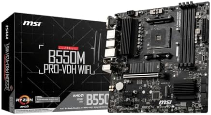 MSI B550M PRO-VDH WIFI Motherboard – AMD B550 Micro-ATX AM4, DDR4 up to 128GB, M.2 NVMe, WiFi and Bluetooth, for Ryzen 3000 4000G 5000